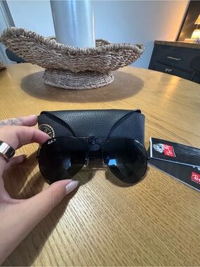 Ray-Ban Black Aviator Sunglasses with Black Lenses